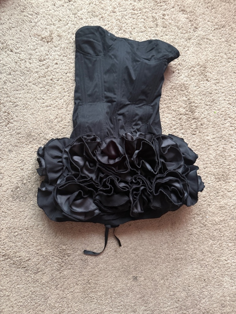 Strapless Black Ruffle Cocktail Dress
